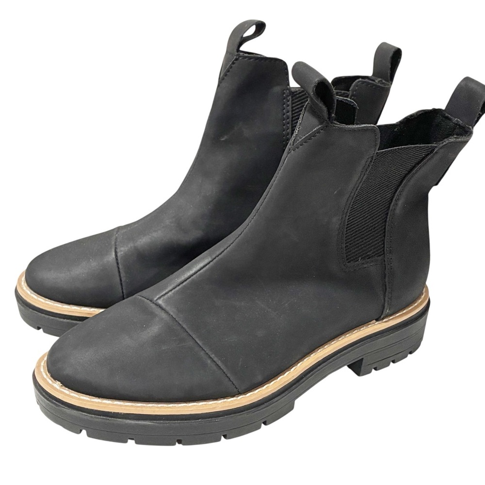 TOMS Skylar Boots Pull On Round Toe Black Nubuck Womens Size 6 NEW
